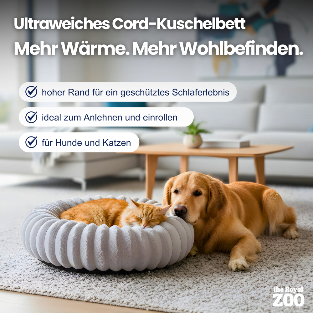 Ultraweiches Cord-Kuschelbett – Wärmender Wohlfühlplatz für Hunde & Katzen