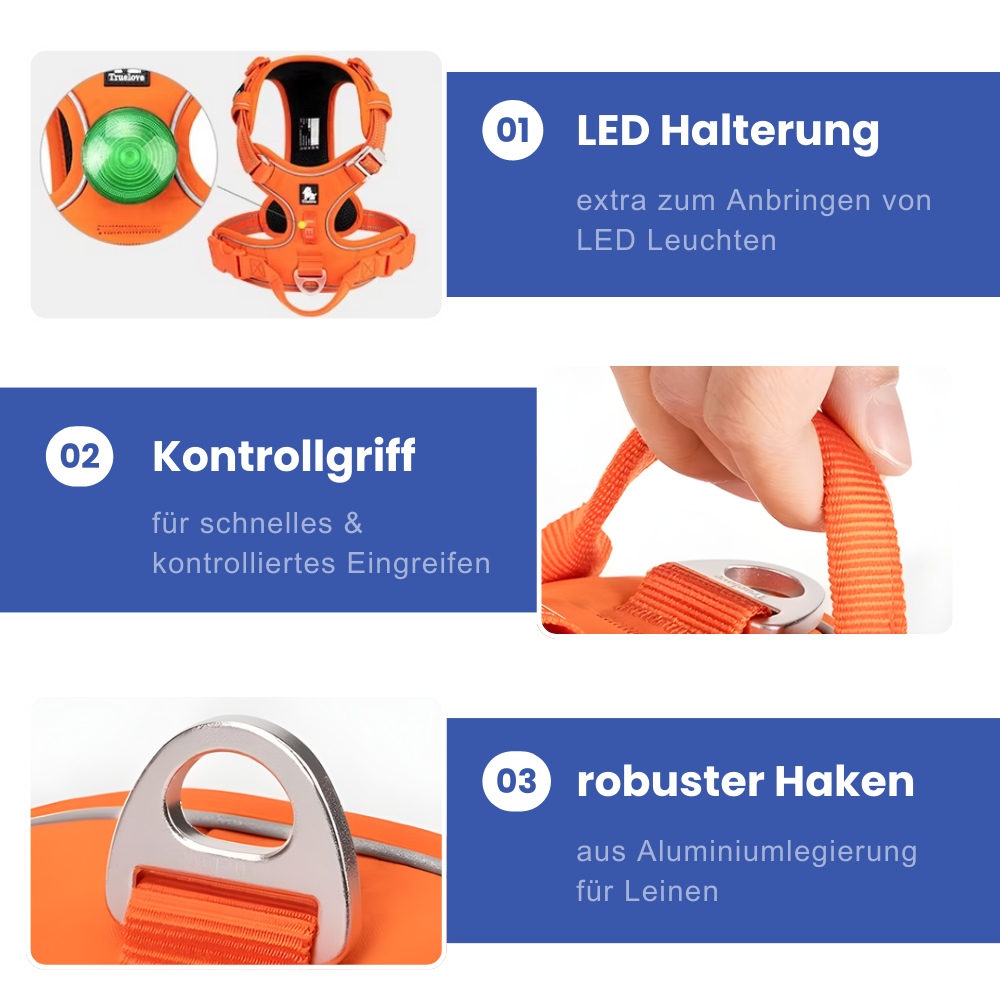 Hundegeschirr mit Rücken-Griff – sichere Kontrolle & reflektierender Schutz